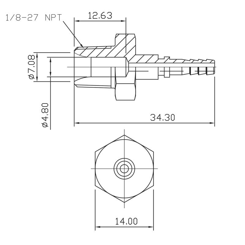 Brake fitting male 1/8 NPT (no swivel)