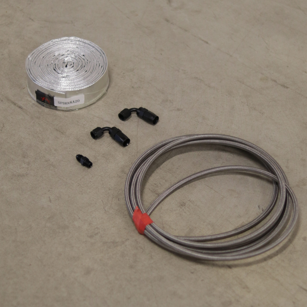 Borgwarner SXE Oil in Kit Turbo 2 x 90 Degrees AN4 + Alu Heat Shield