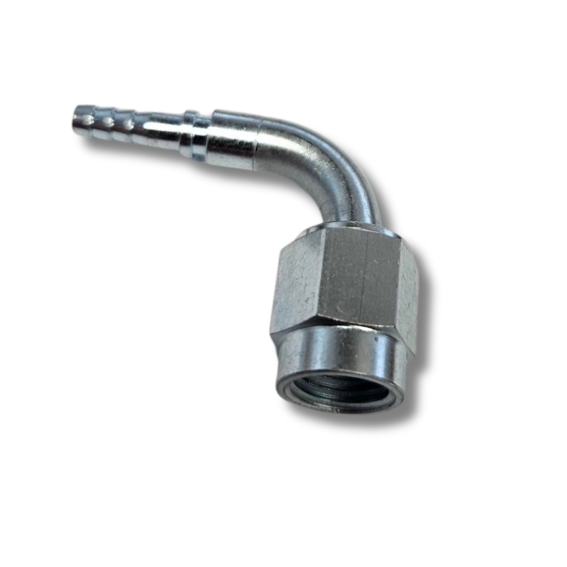 Press fitting female 7/16-20 90 degrees concave (swivel)