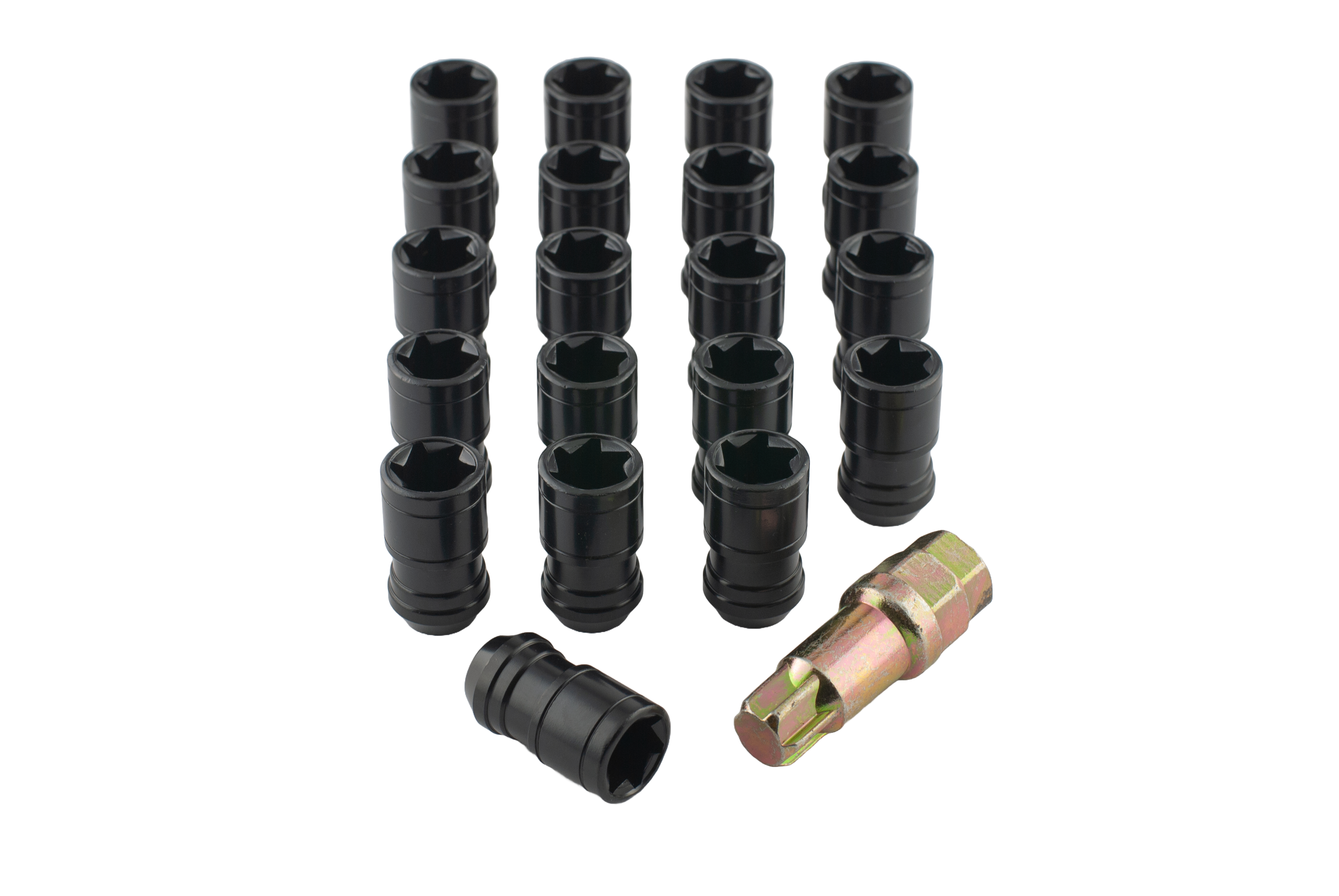 Wheel nut Kit with locking sleeve Black M12x1.5