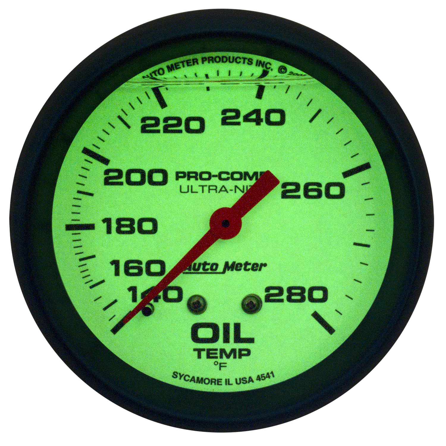 2-5/8" Oil Temperature, 140-280 °F, Liquid Filled, Ultra-Nite