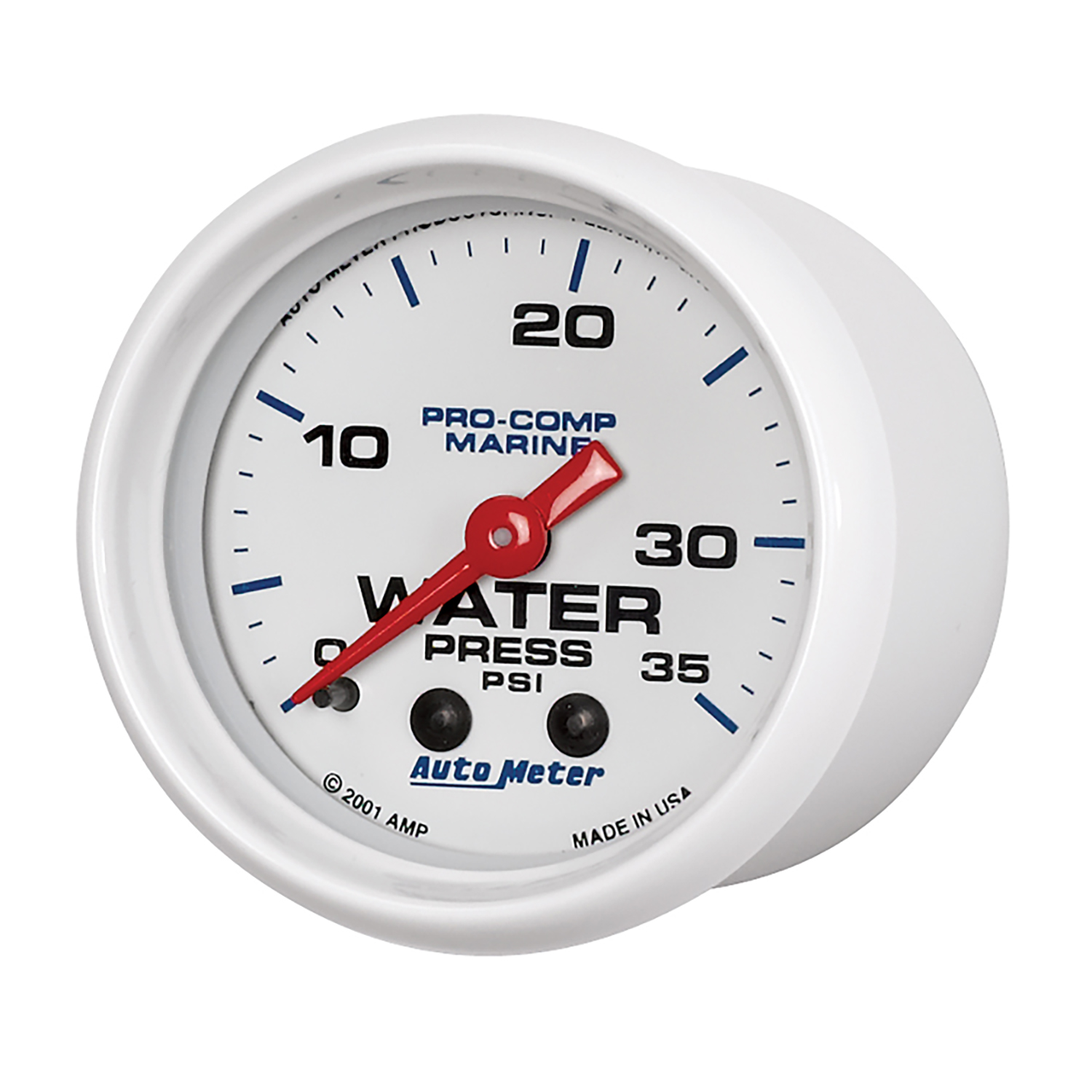 2-1/16" Water Pressure, 0-35 Psi, Marine White