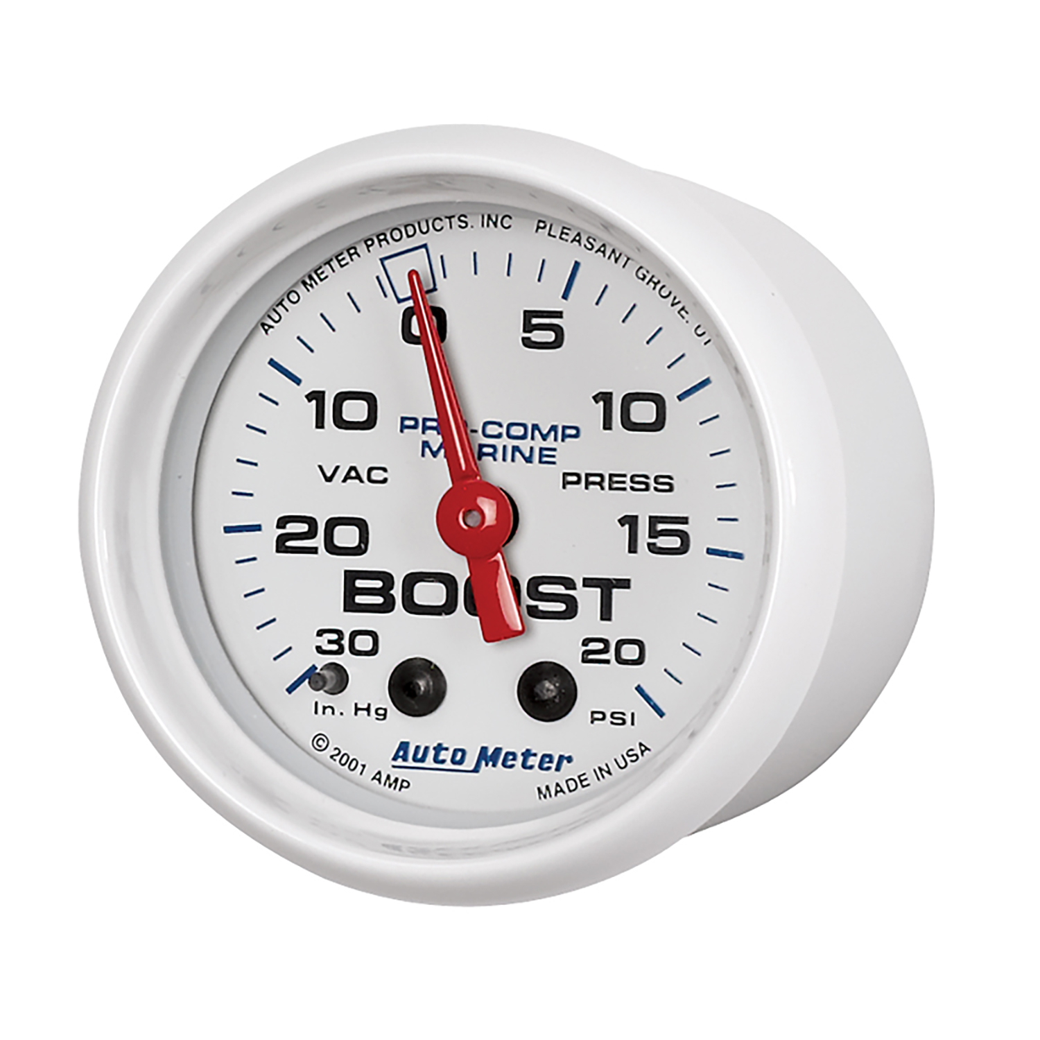 2-1/16" Vacuum/Boost, 30 In Hg/20 Psi, Marine White