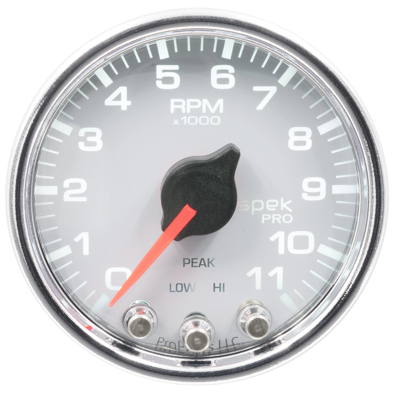 2-1/16" In-Dash Tachometer, 0-11,000 Rpm, Spek-Pro, White/Chrome