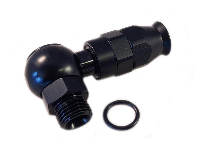 M10x1 - AN3 Banjo 90° short elbow - hose end PTFE