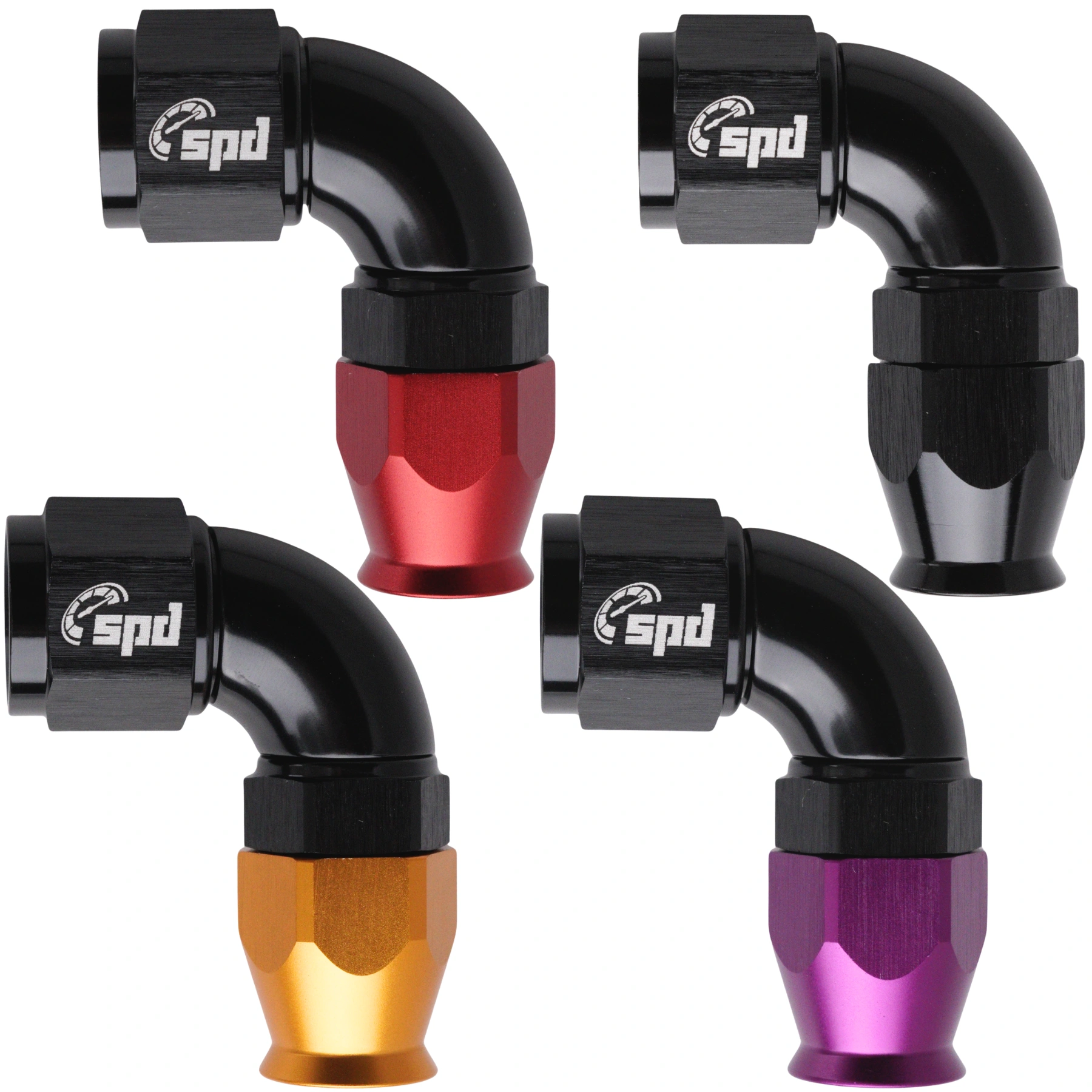 AN10 hose end 90 ° Full flow PTFE