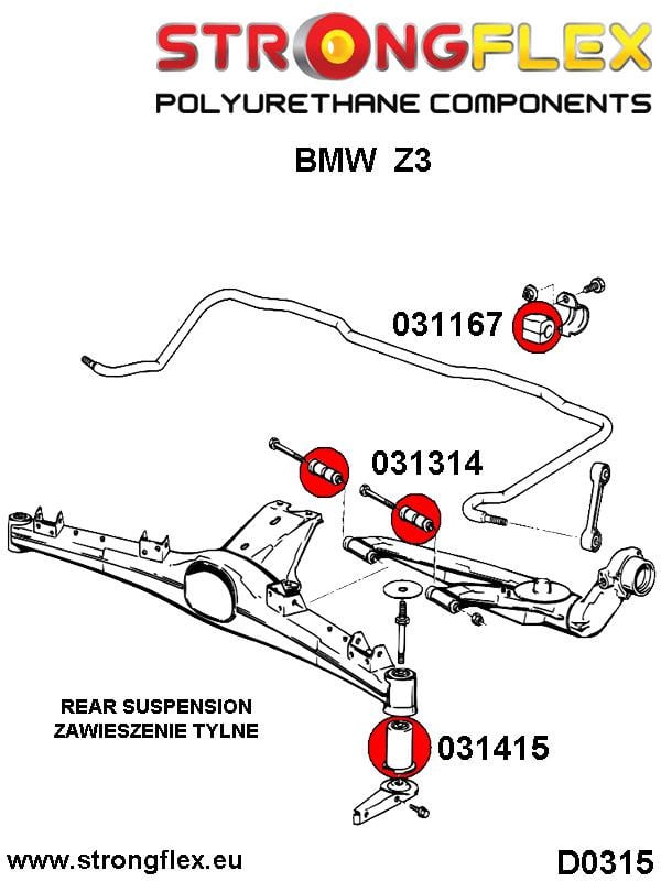Rear anti roll bar bush