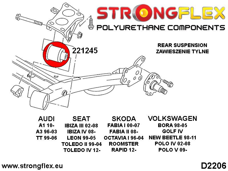 Rear subframe bush 72mm