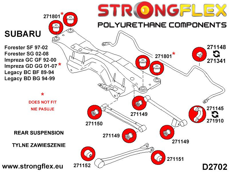 Rear tie bar to hub rear bush