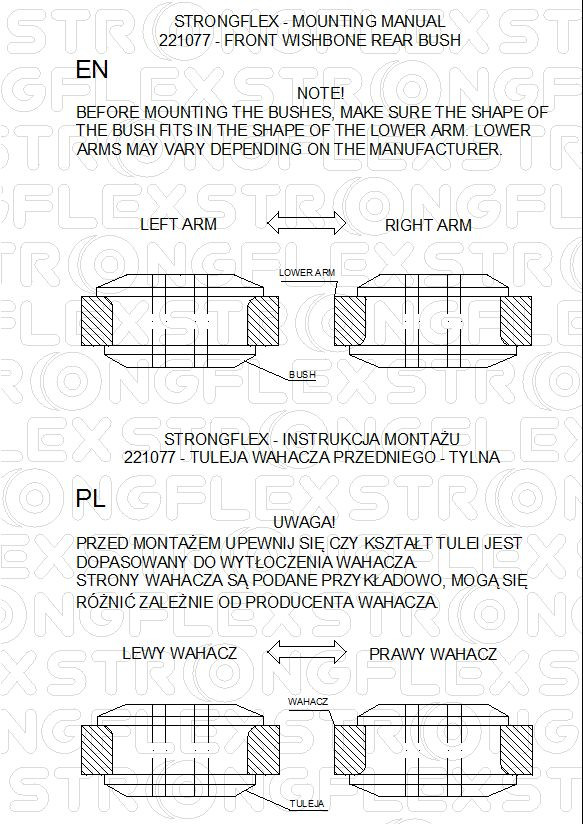 Front suspension bush kit SPORT