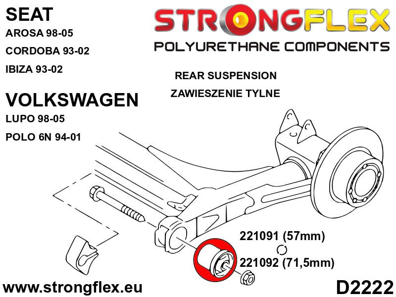 Rear beam bush 71,5mm SPORT