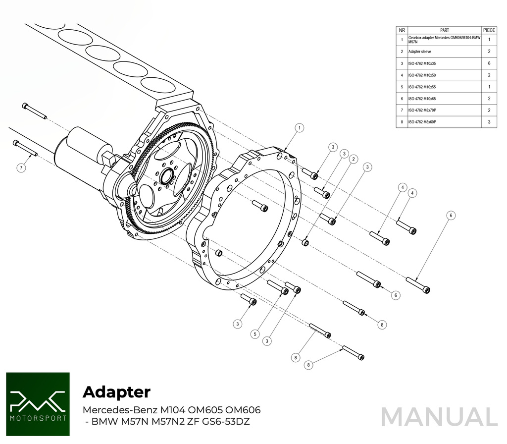 ADAPTER PLATE Mercedes M104 / OM605 / OM606