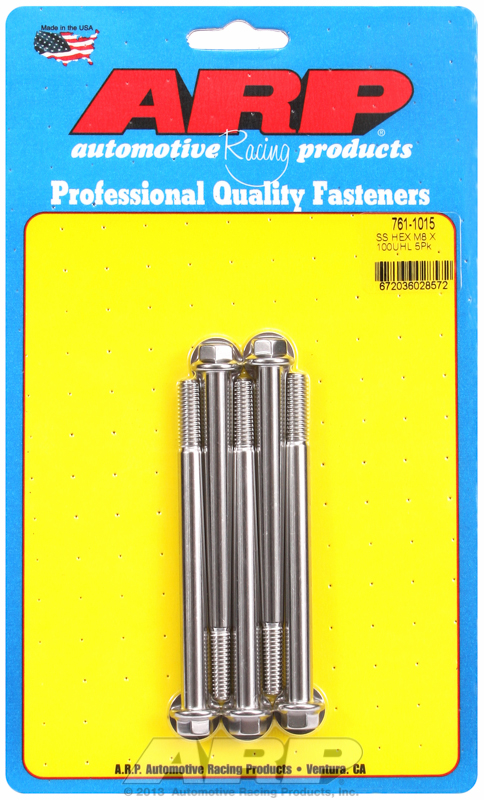 M8 x 1.25 x 100 hex SS bolts (5pcs)