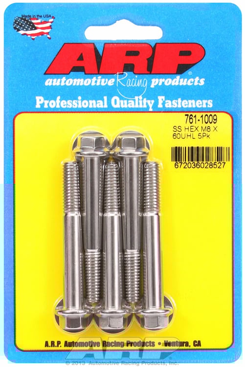 M8 x 1.25 x 60  hex SS bolts (5pcs)