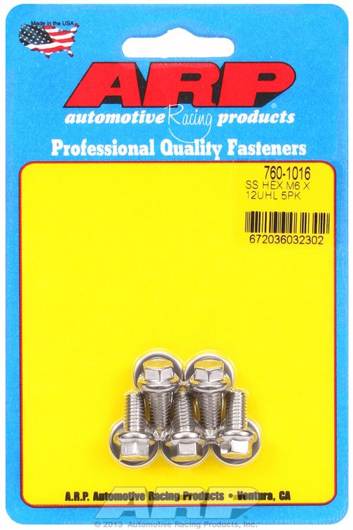 M6 x 1.00 x 12 hex SS bolts (5pcs)