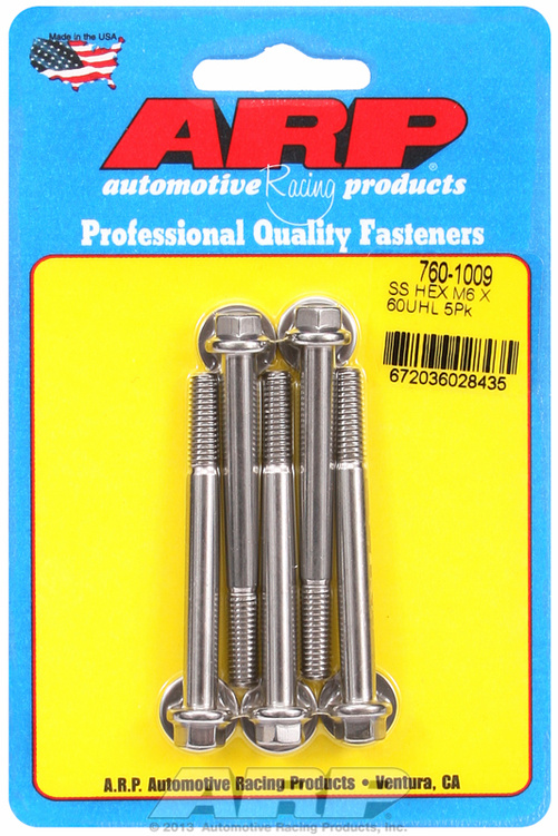 M6 x 1.00 x 60  hex SS bolts (5pcs)