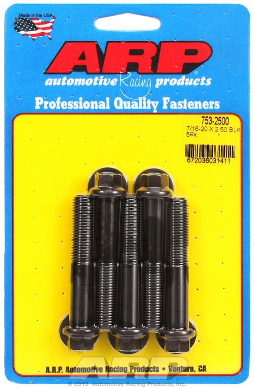 "7/16""-20 x 2.500 hex black oxide bolts" (5pcs)