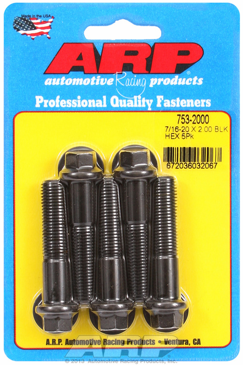 "7/16""-20 x 2.000 hex black oxide bolts" (5pcs)