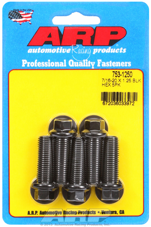 "7/16""-20 x 1.250 hex black oxide bolts" (5pcs)