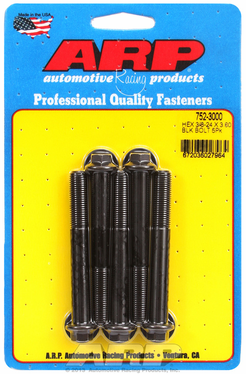 "3/8""-24 x 3.000 hex black oxide bolts" (5pcs)