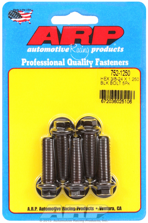 "3/8""-24 x 1.250 hex black oxide bolts" (5pcs)