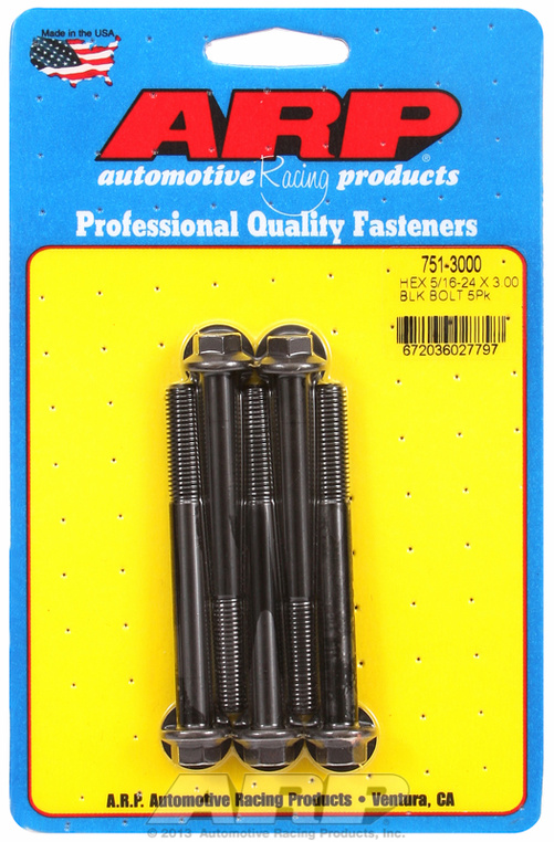 "5/16""-24 x 3.000 hex black oxide bolts" (5pcs)