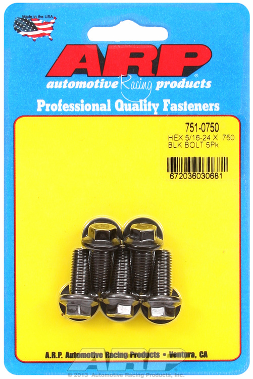 "5/16""-24 x .750 hex black oxide bolts" (5pcs)