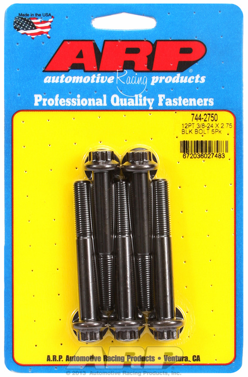 "3/8""-24 x 2.750 12pt 7/16 wrenching black oxide bolts"5pcs