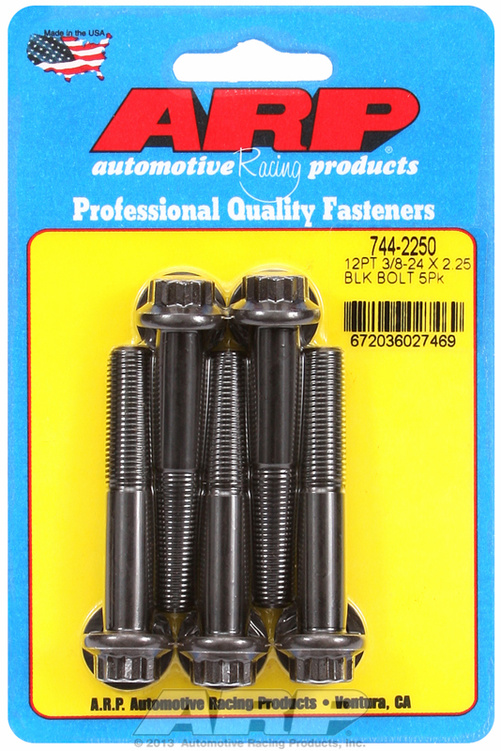 "3/8""-24 x 2.250 12pt 7/16 wrenching black oxide bolts"5pcs
