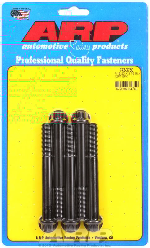"7/16""-20 x 3.750 12pt black oxide bolts" (5pcs)