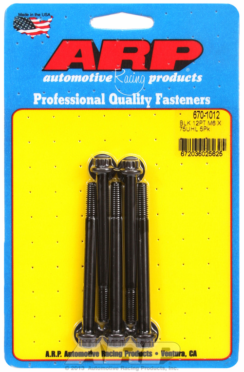 M6 x 1.00 x 75 12pt black oxide bolts (5pcs)