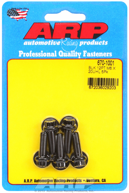 M6 x 1.00 x 20 12pt black oxide bolts (5pcs)
