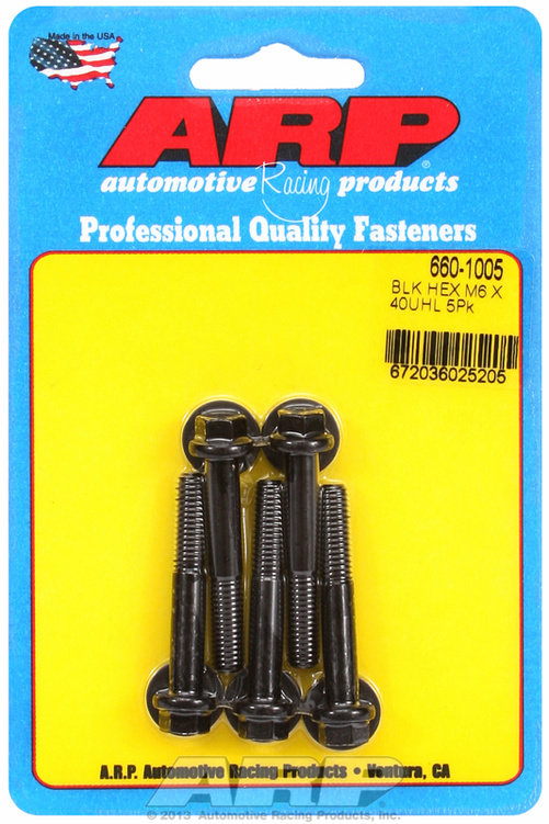 M6 x 1.00 x 40 hex black oxide bolts (5pcs)