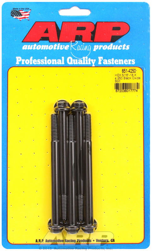 "5/16""-18 X 4.250 hex black oxide bolts" (5pcs)