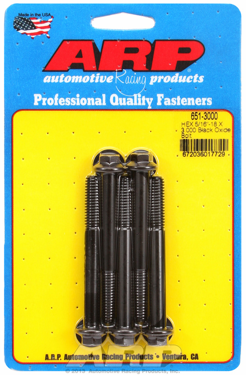 "5/16""-18 X 3.000 hex black oxide bolts" (5pcs)