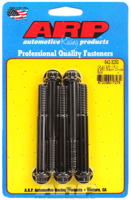 "3/8""-16 x 3.250 12pt black oxide bolts" (5pcs)