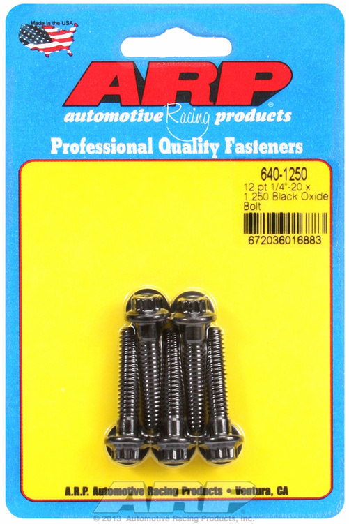 "1/4""-20 x 1.250 12pt black oxide bolts" (5pcs)