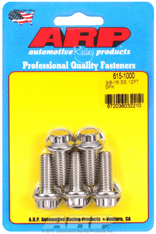 "3/8""-16 x 1.000 12pt 7/16 wrenching SS bolts" (5pcs)