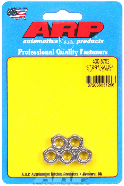 "5/16""-24 SS fine hex nut kit" (5pcs)