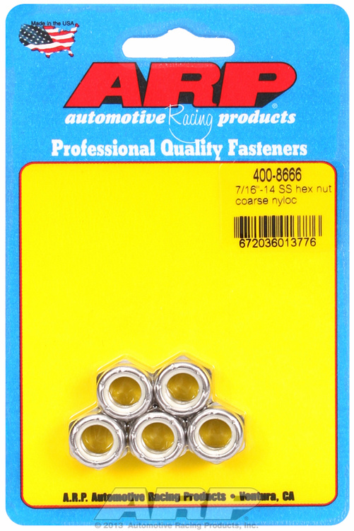 "7/16""-14 SS coarse nyloc hex nut kit" (5pcs)