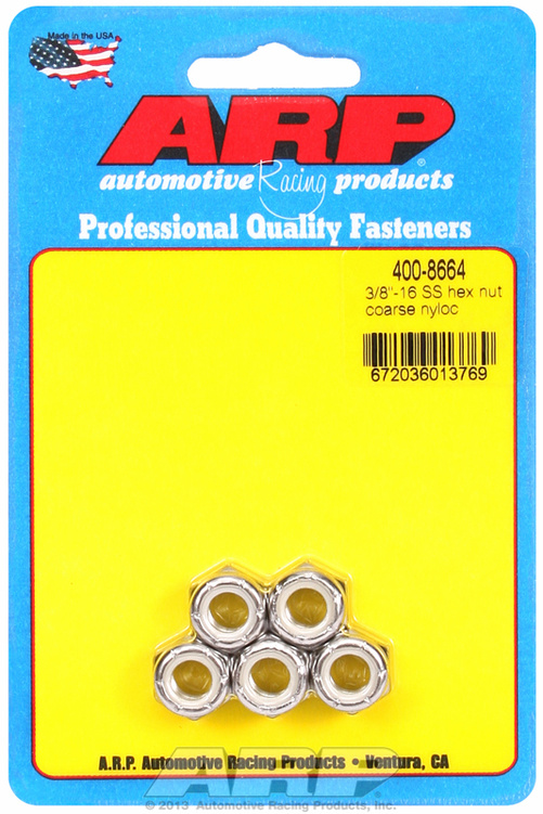 "3/8""-16 SS coarse nyloc hex nut kit" (5pcs)
