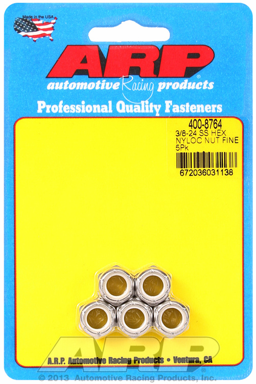 "3/8""-24 SS fine nyloc hex nut kit" (5pcs)
