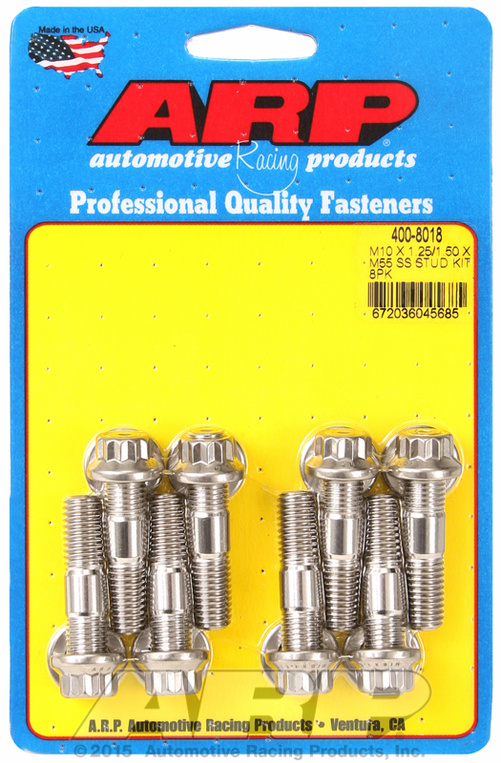 ARP M10 X 1.25/1.50 X 48mm broached stud kit 8pcs