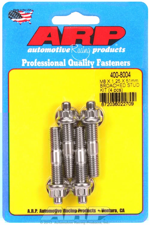 M8 X 1.25 X 51mm broached stud kit - 4pcs