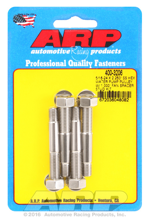ARP 5/16-24x2.250 SS hex WP pulley w/ 1.000" fan spcr stud
