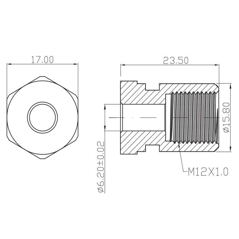 Brake fitting female M12x1 Stainless steel