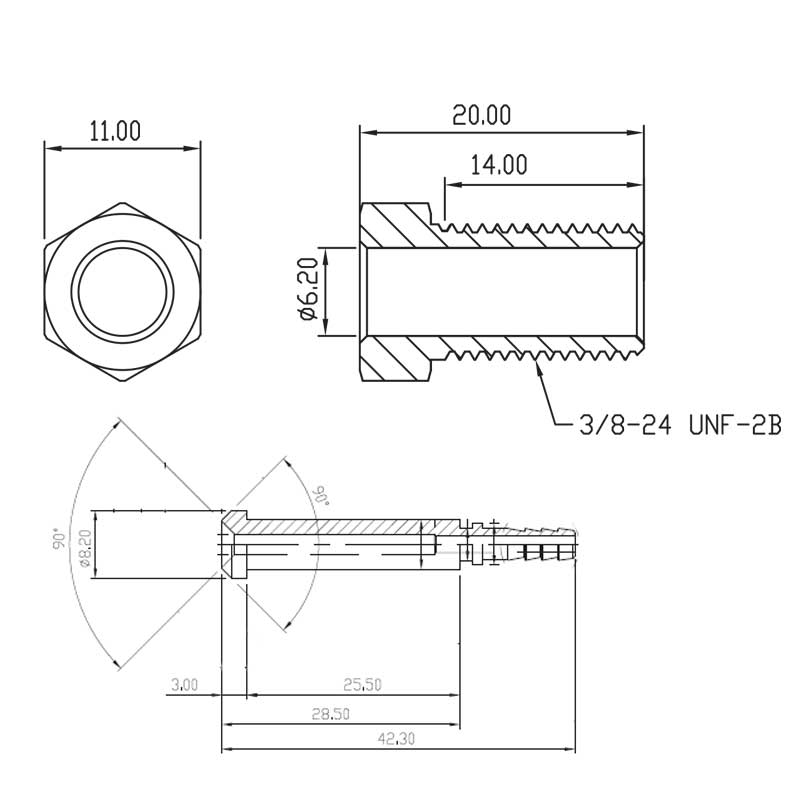 Brake fitting male 3/8-24 (swivel)