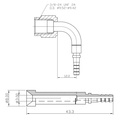 Press fitting female 3/8-24 90 degrees concave (swivel)