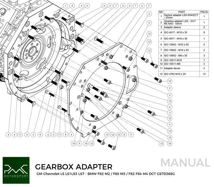 PMC Adapter Kit GM Chevrolet LSX - BMW DCT DKG Getrag GS7D36SG Inline-six