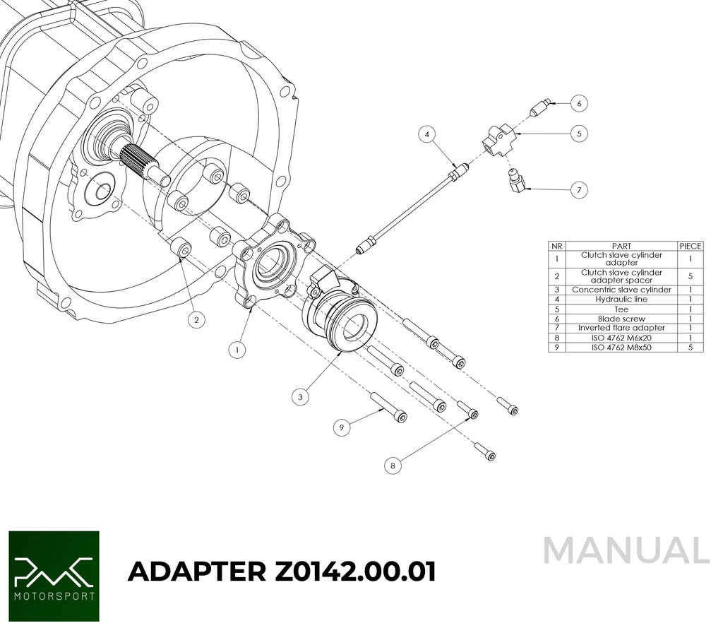 PMC Adapter Kit Honda K - Mazda RX-8 6-speed - 240mm / 9.45"
